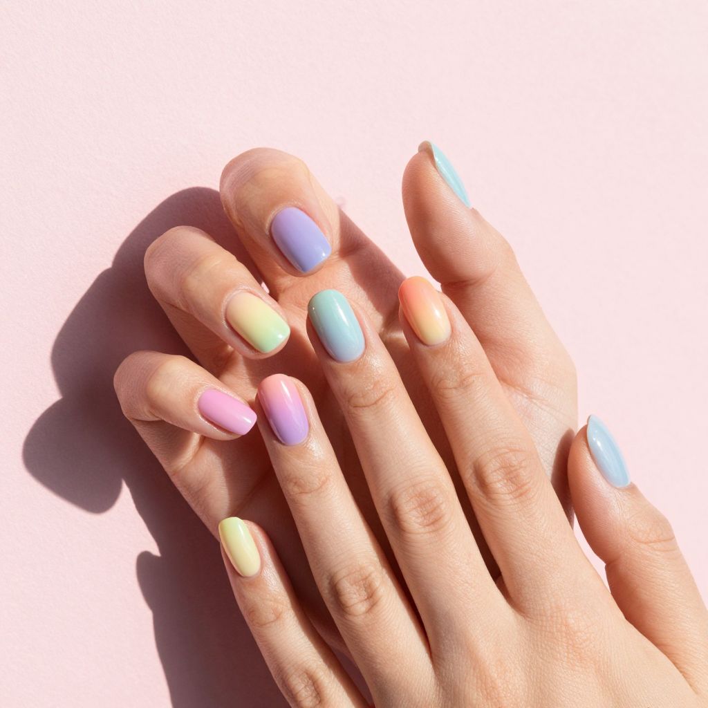 Pastel Rainbow Gradient nail idea 12