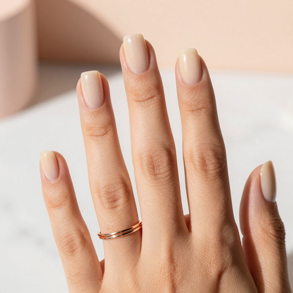 Easy Summer Nail Ideas - Milky Peach Short Oval Nails