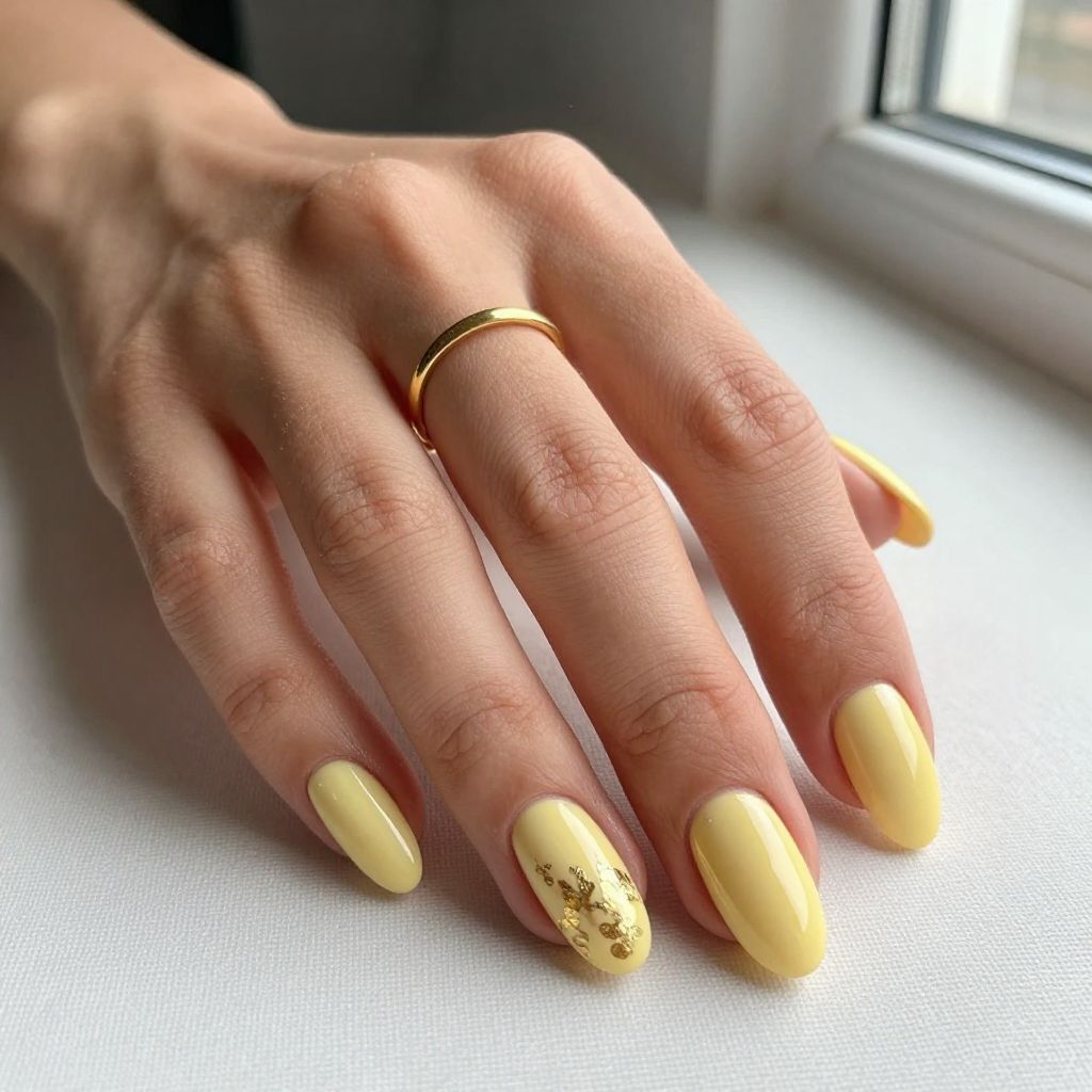Easy Summer Nail Ideas - Buttercream Yellow Almond Nails