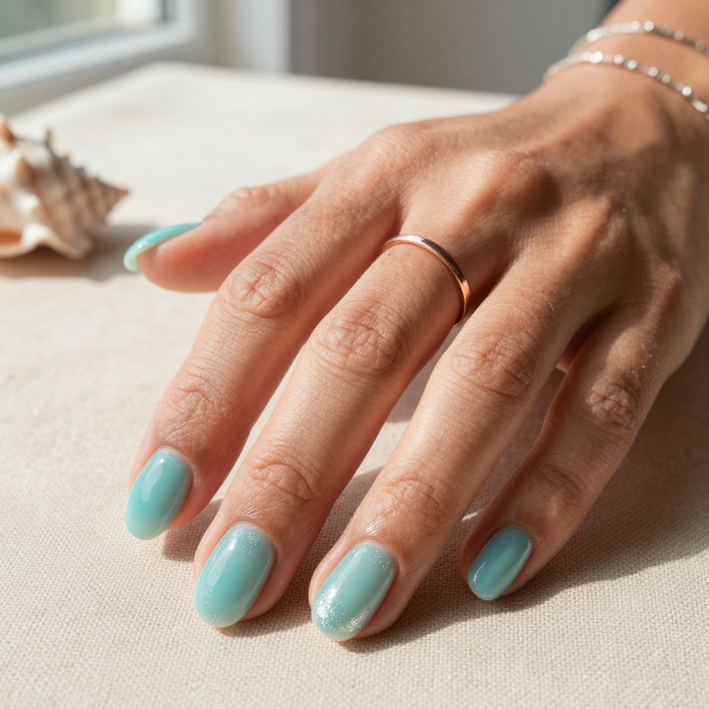 Easy Summer Nail Ideas - Sea Glass Blue Green Nails