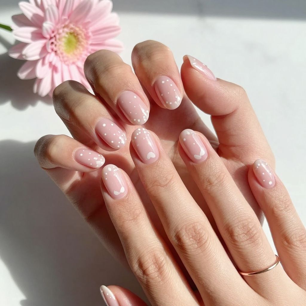 Easy Summer Nail Ideas - Pink Charm Dot Nails