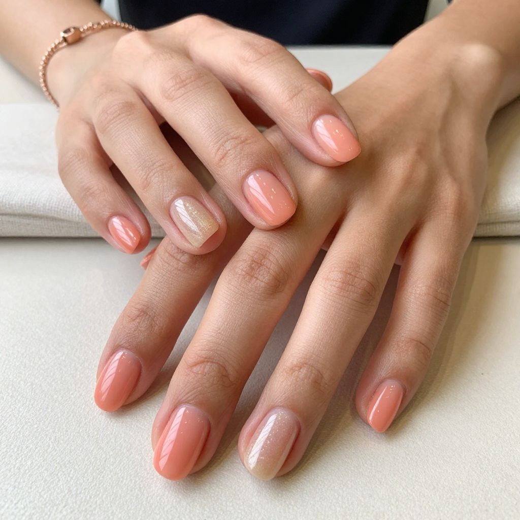 Easy Summer Nail Ideas - Coral Cream Rounded Nails