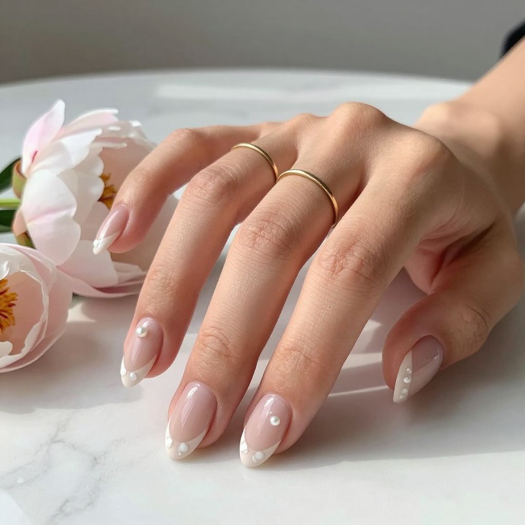 Easy Summer Nail Ideas - White Petal Almond Nails