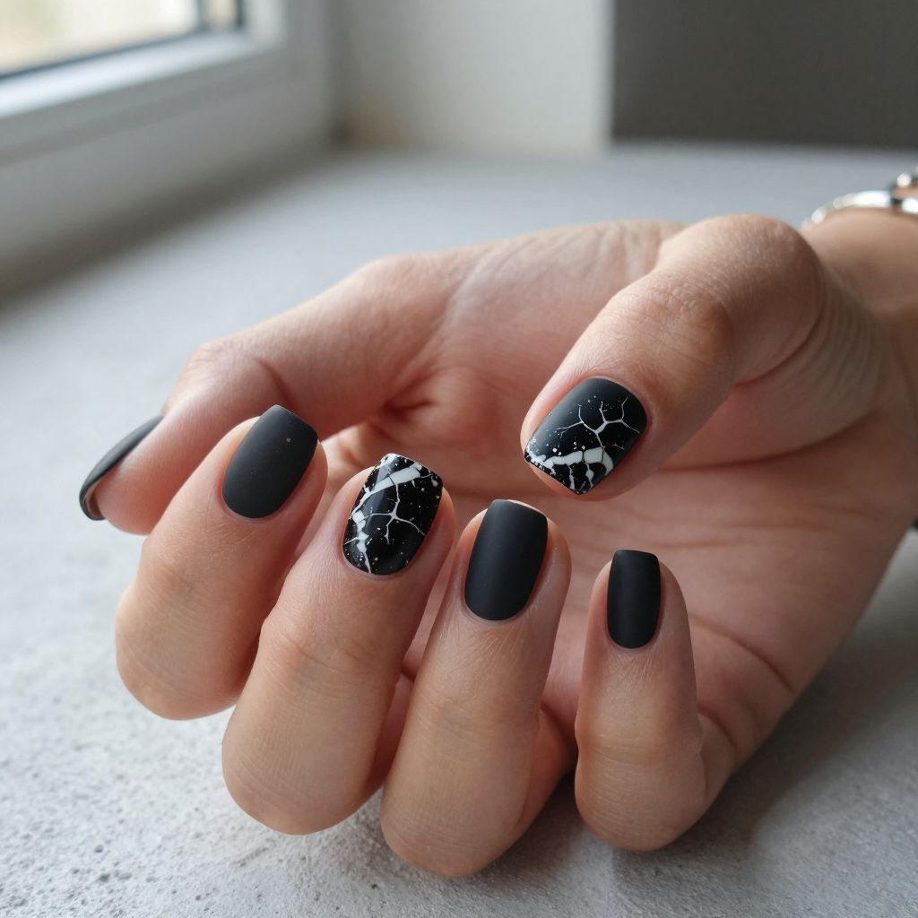 Edgy Black Nail Designs 13