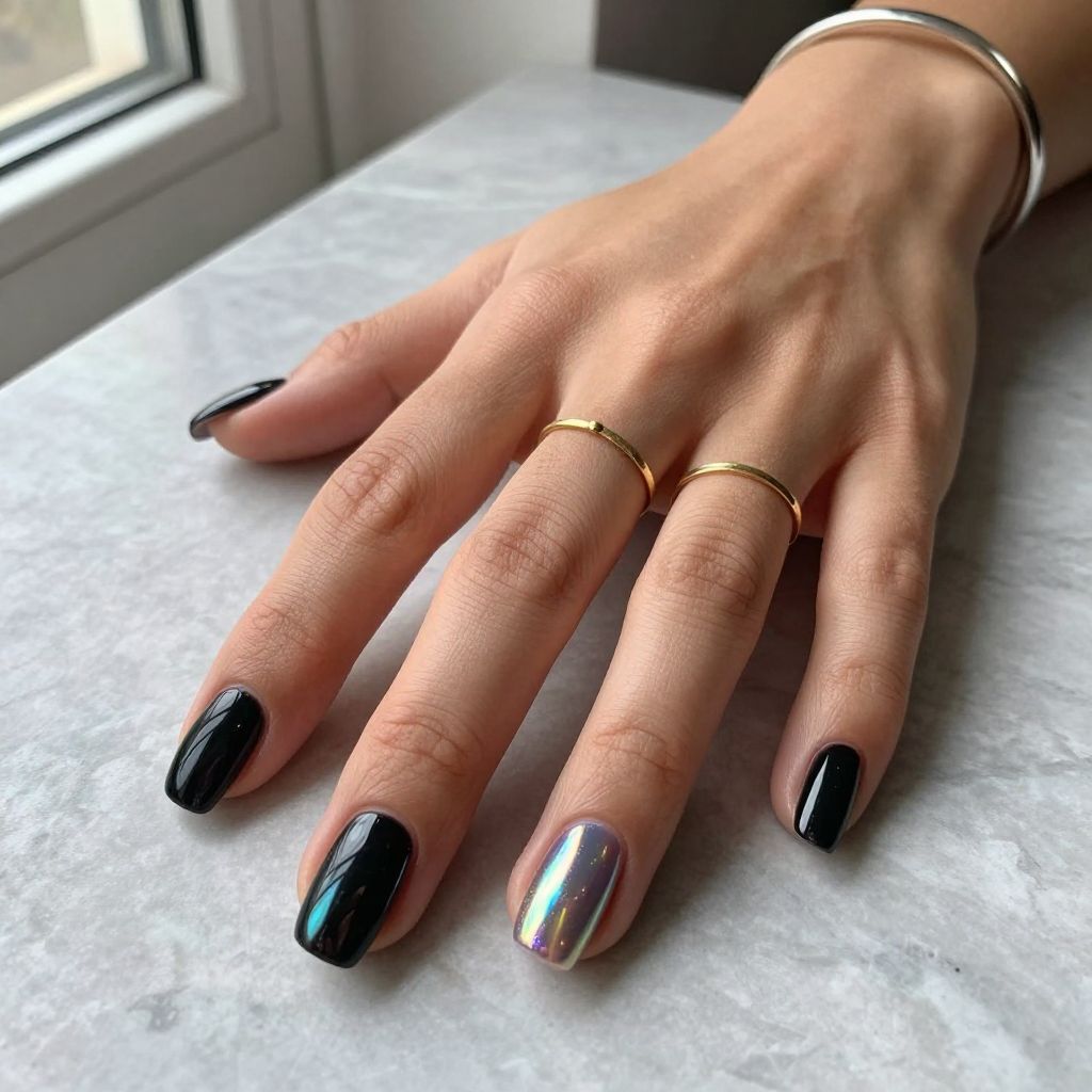 Edgy Black Nail Designs 14