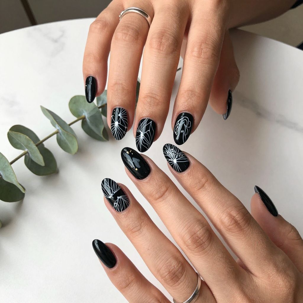 Edgy Black Nail Designs 8