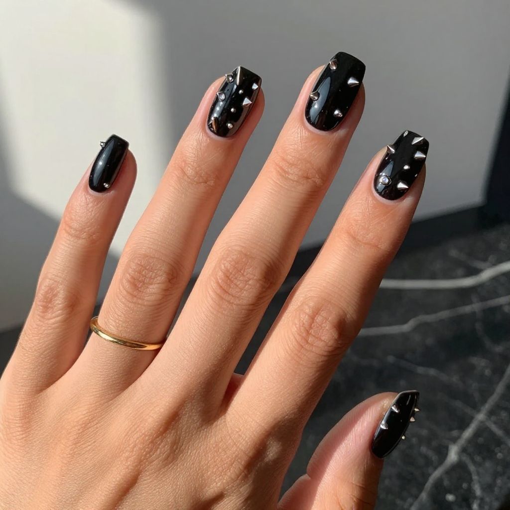 Edgy Black Nail Designs 7