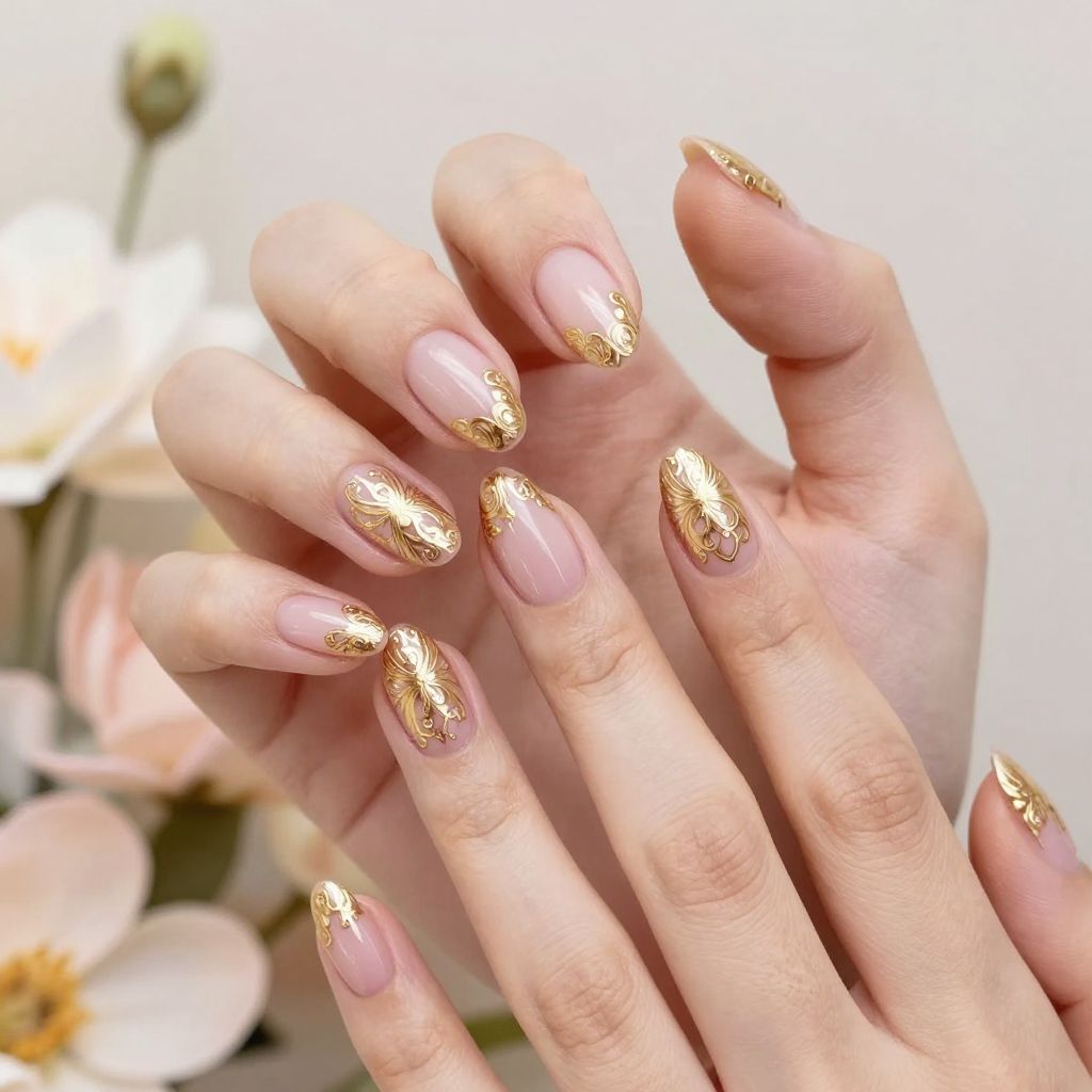 Gold nails idea 6