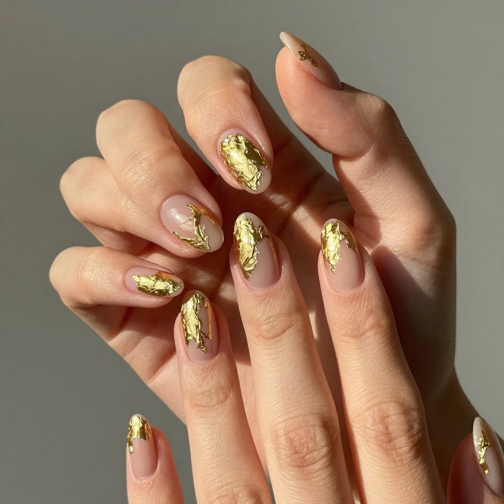 Gold nails idea 9