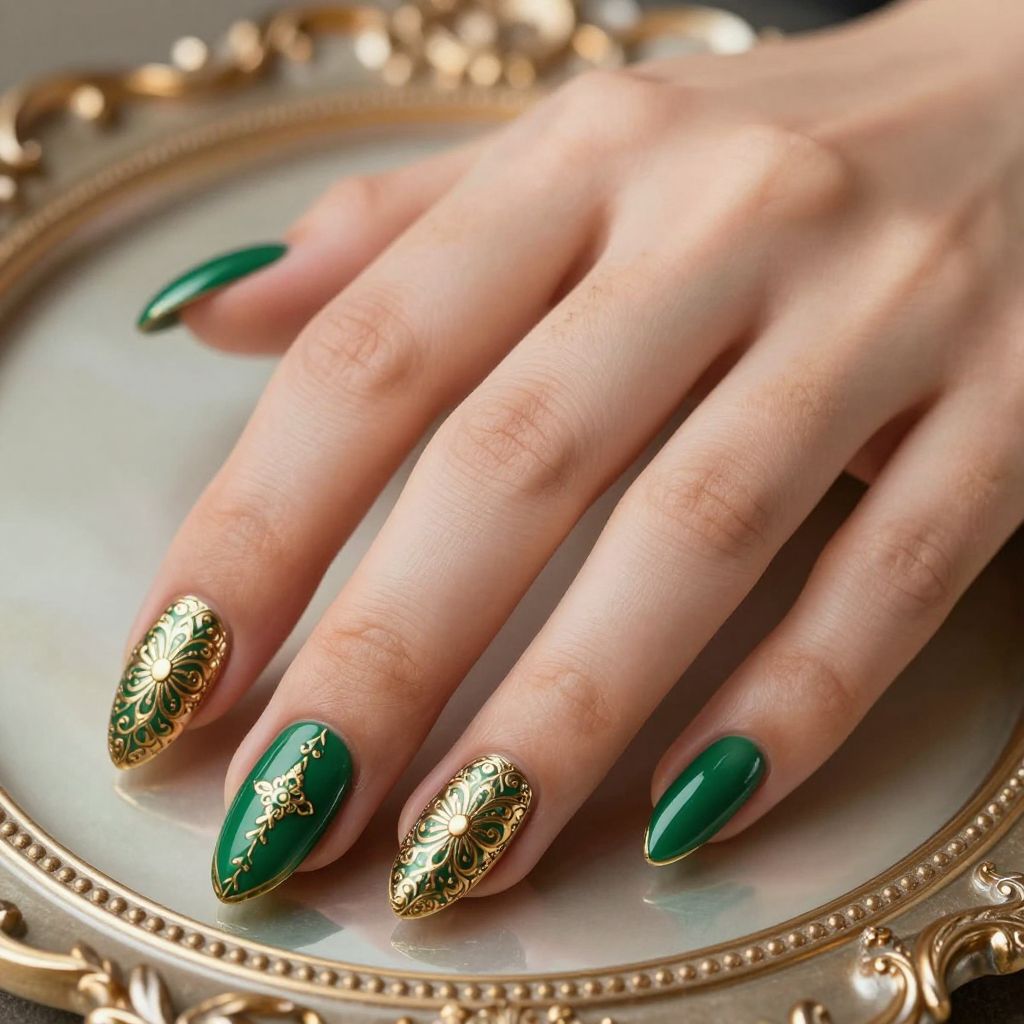 Emerald Green Nails idea 13