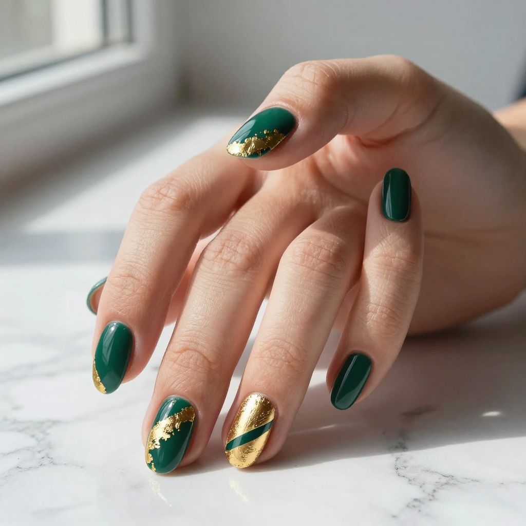 Emerald Green Nails idea 2