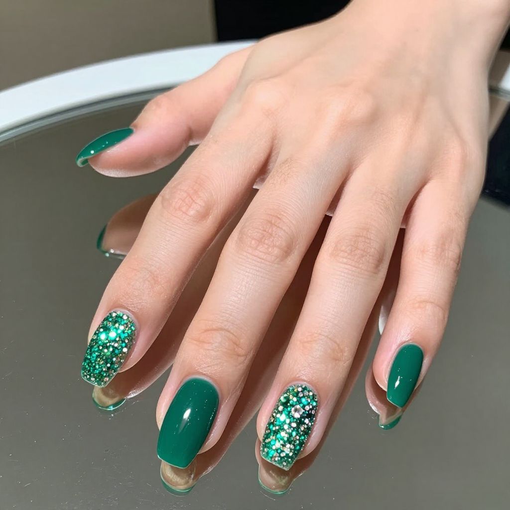 Emerald Green Nails idea 7