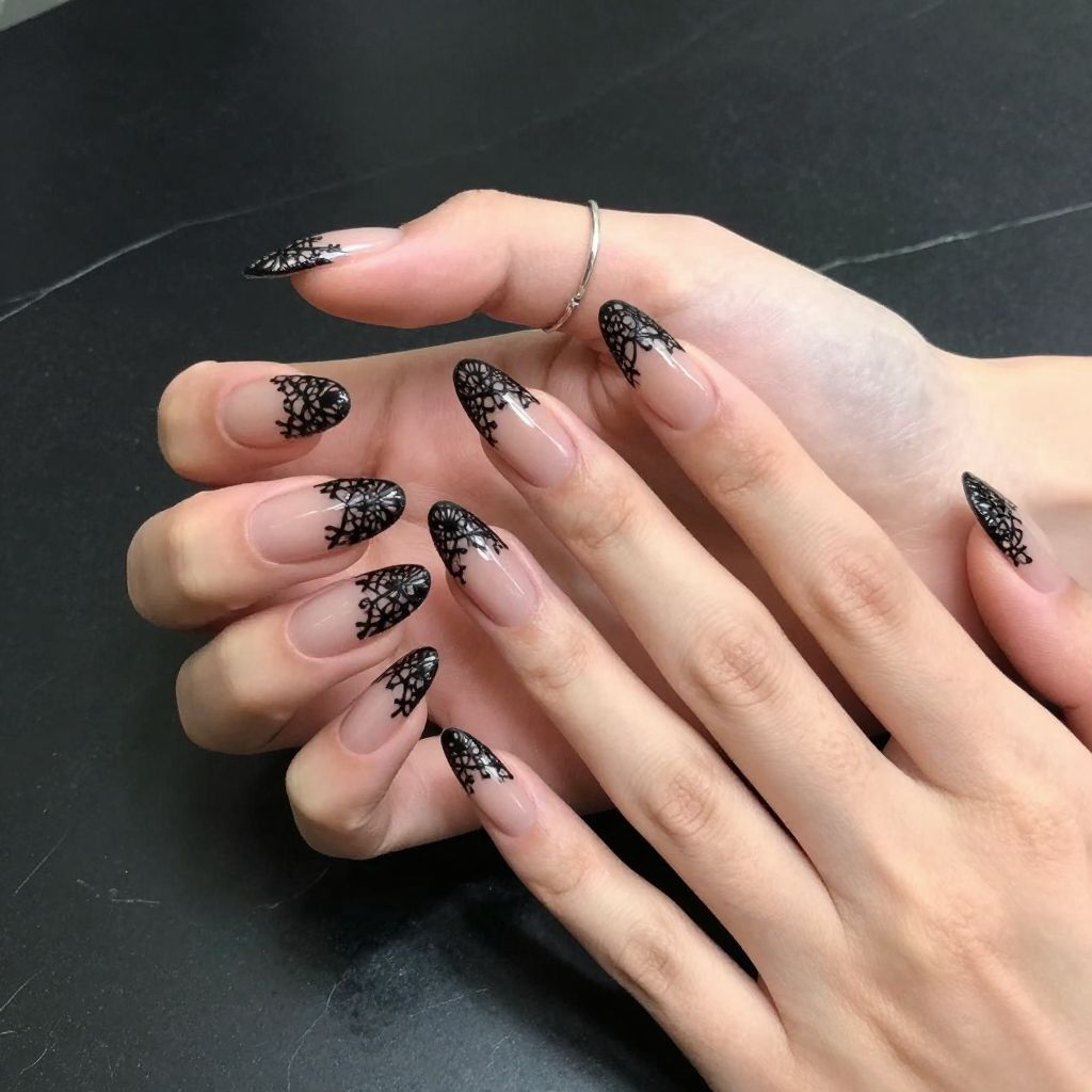 Black Lace Nail Art