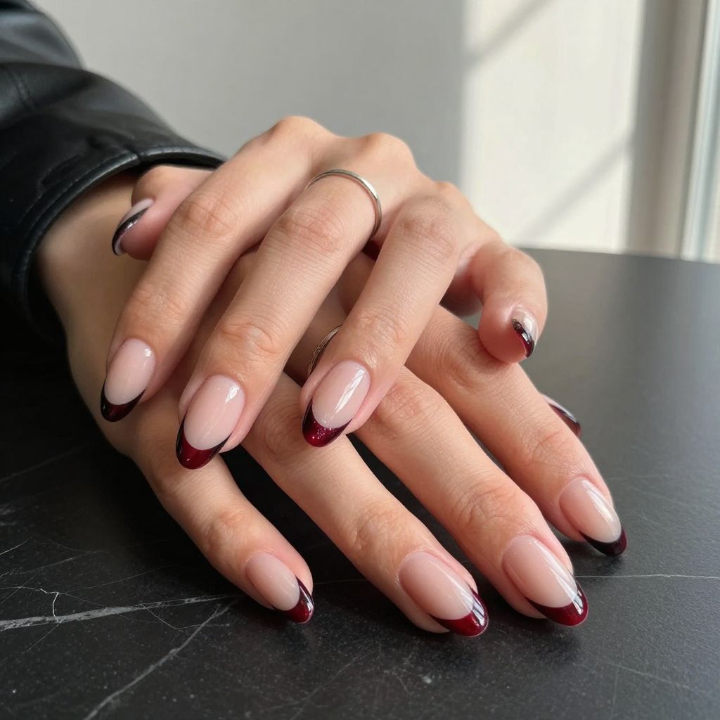 Black and Cherry French Tips
