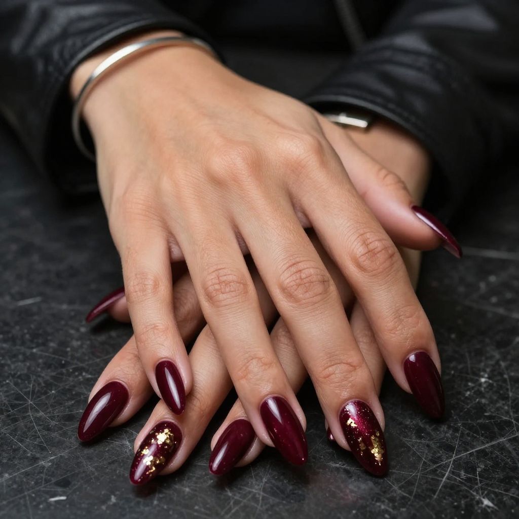 Burgundy Velvet Nails