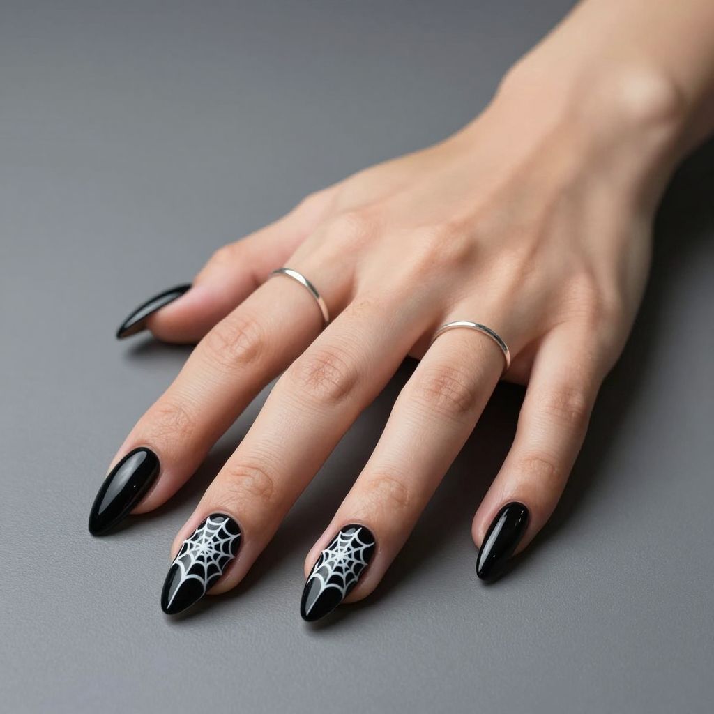 Spider Web Accent Nails
