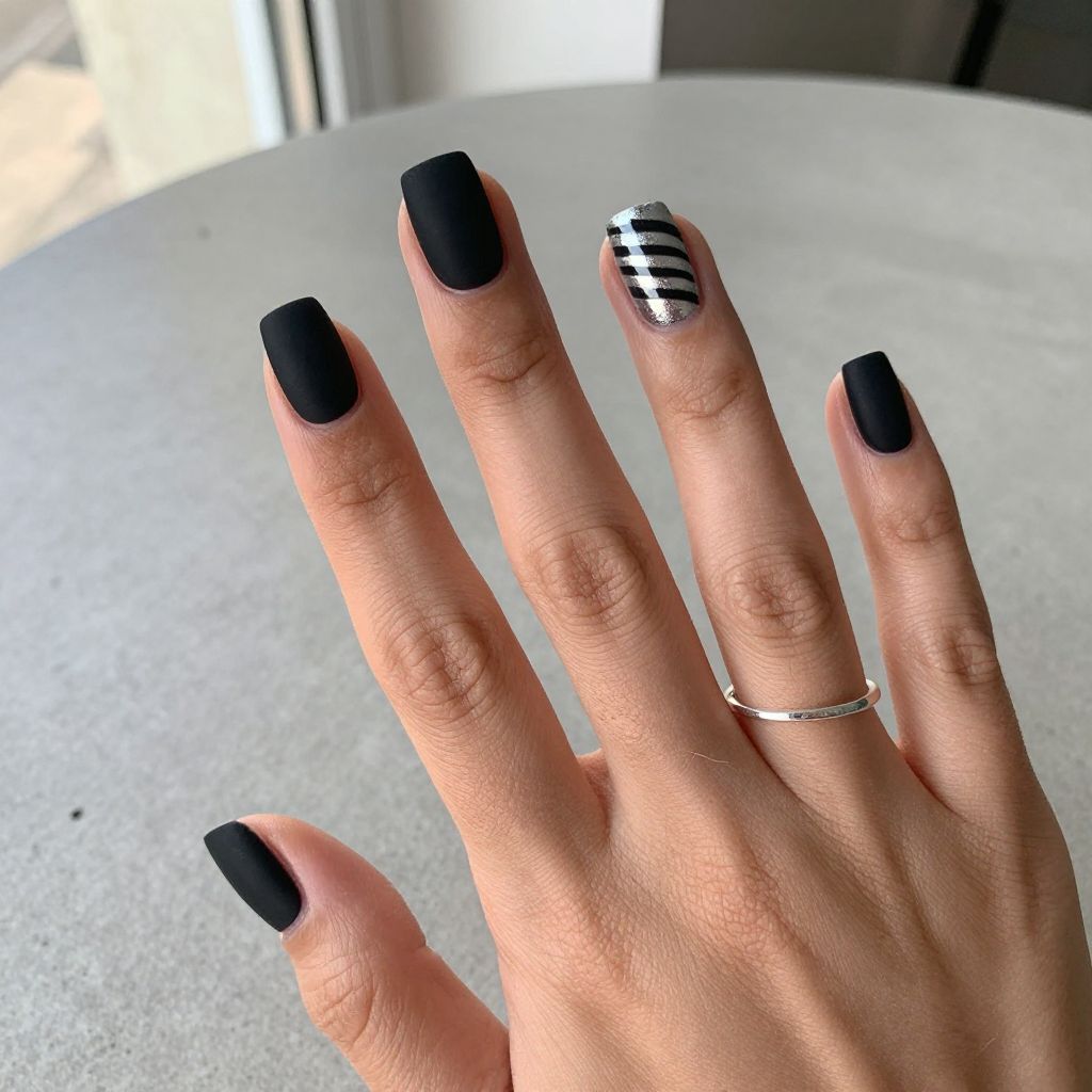 Matte Black and Silver Chrome