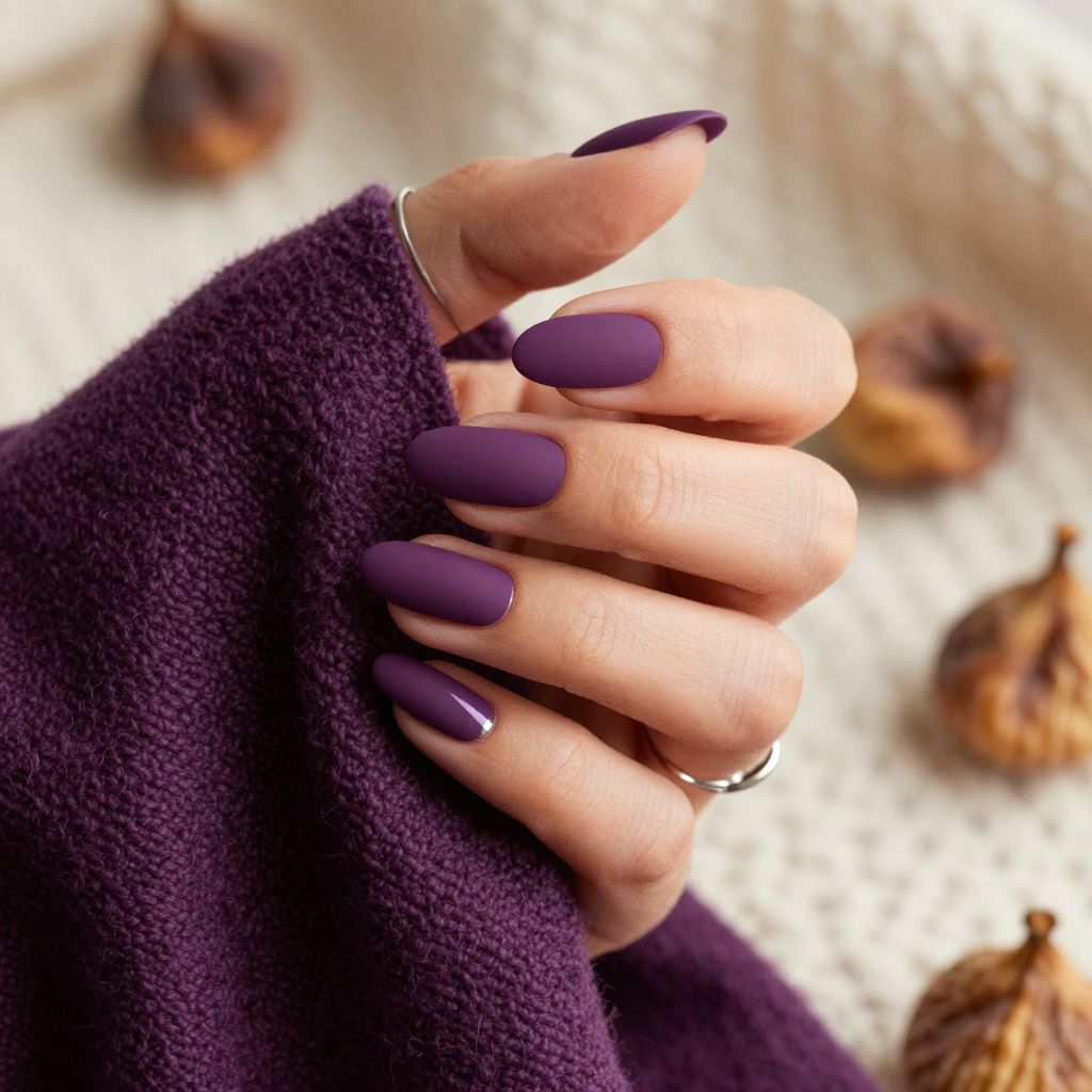 Fig matte elegance fall acrylic nails