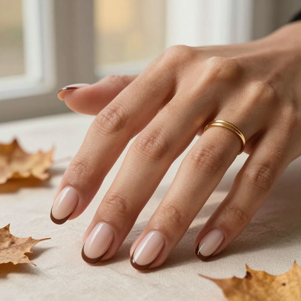 Chocolate Brown Micro French Tips