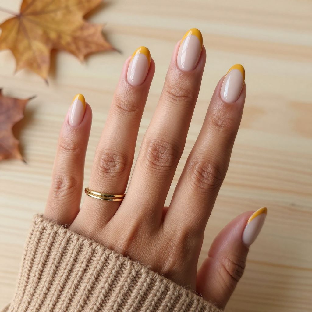 Mustard Yellow Slim French Tips