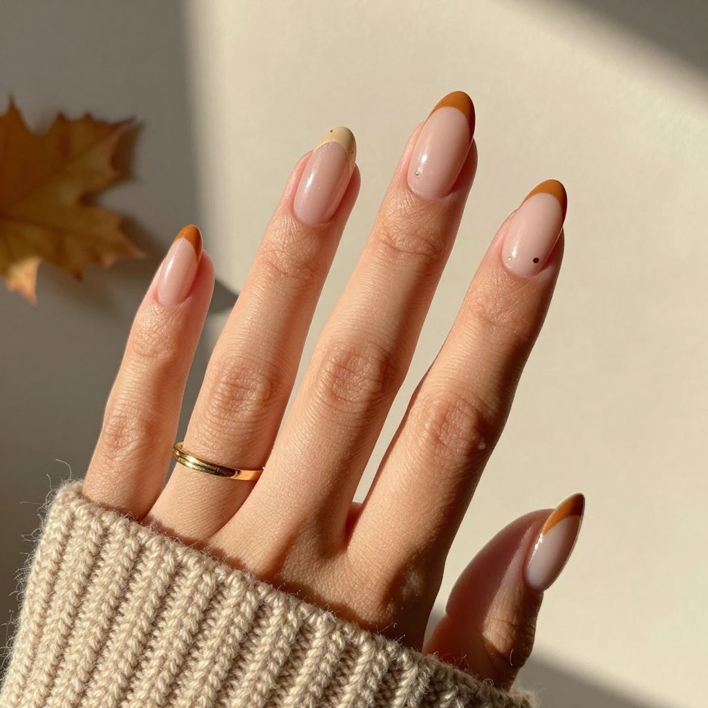 Burnt Orange Almond French Tips