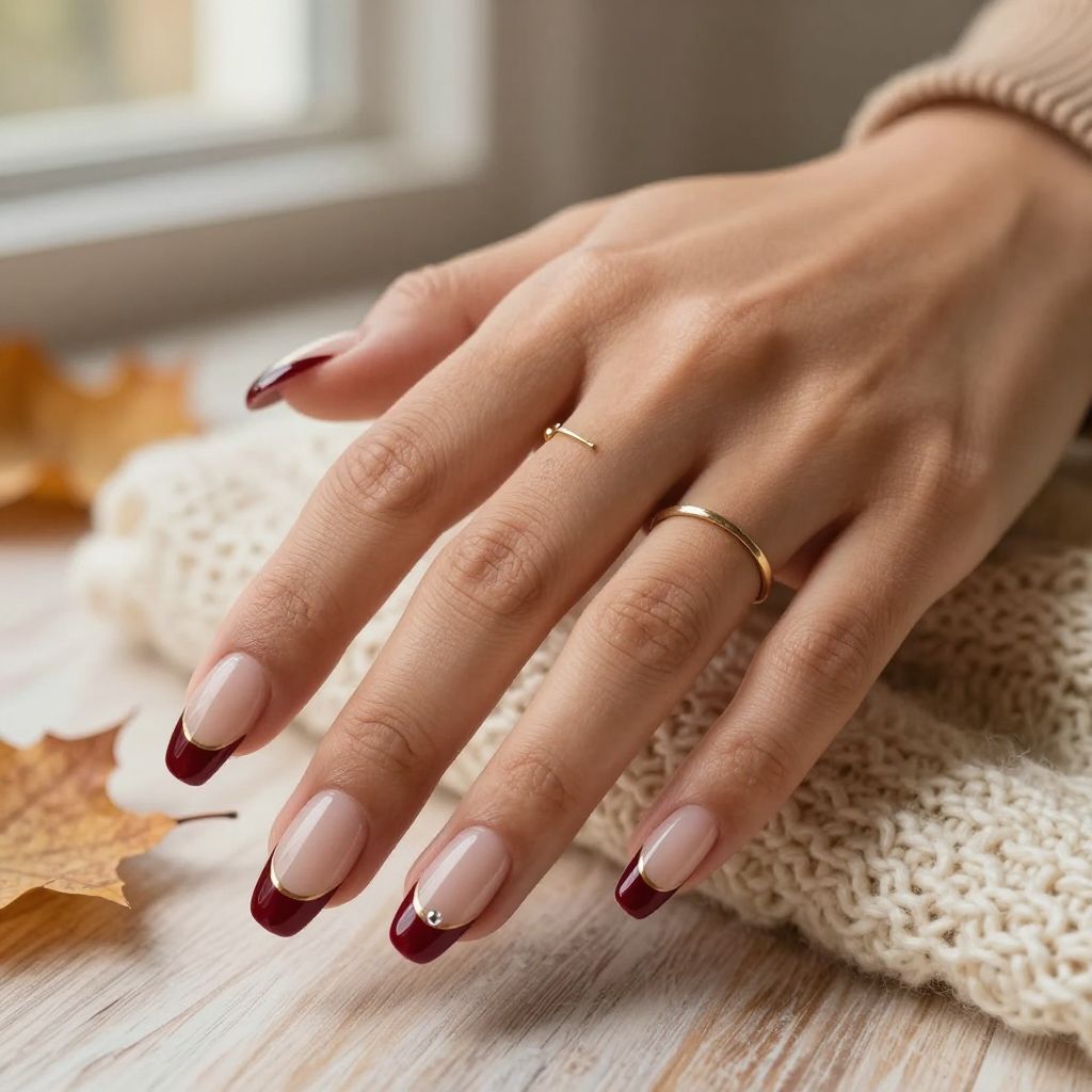 Burgundy Double French Tips