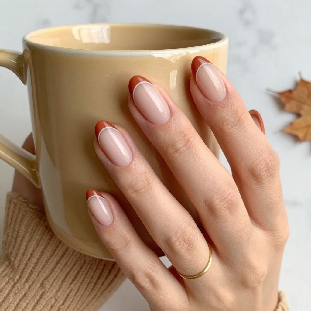 Terracotta French Tips With Negative Space