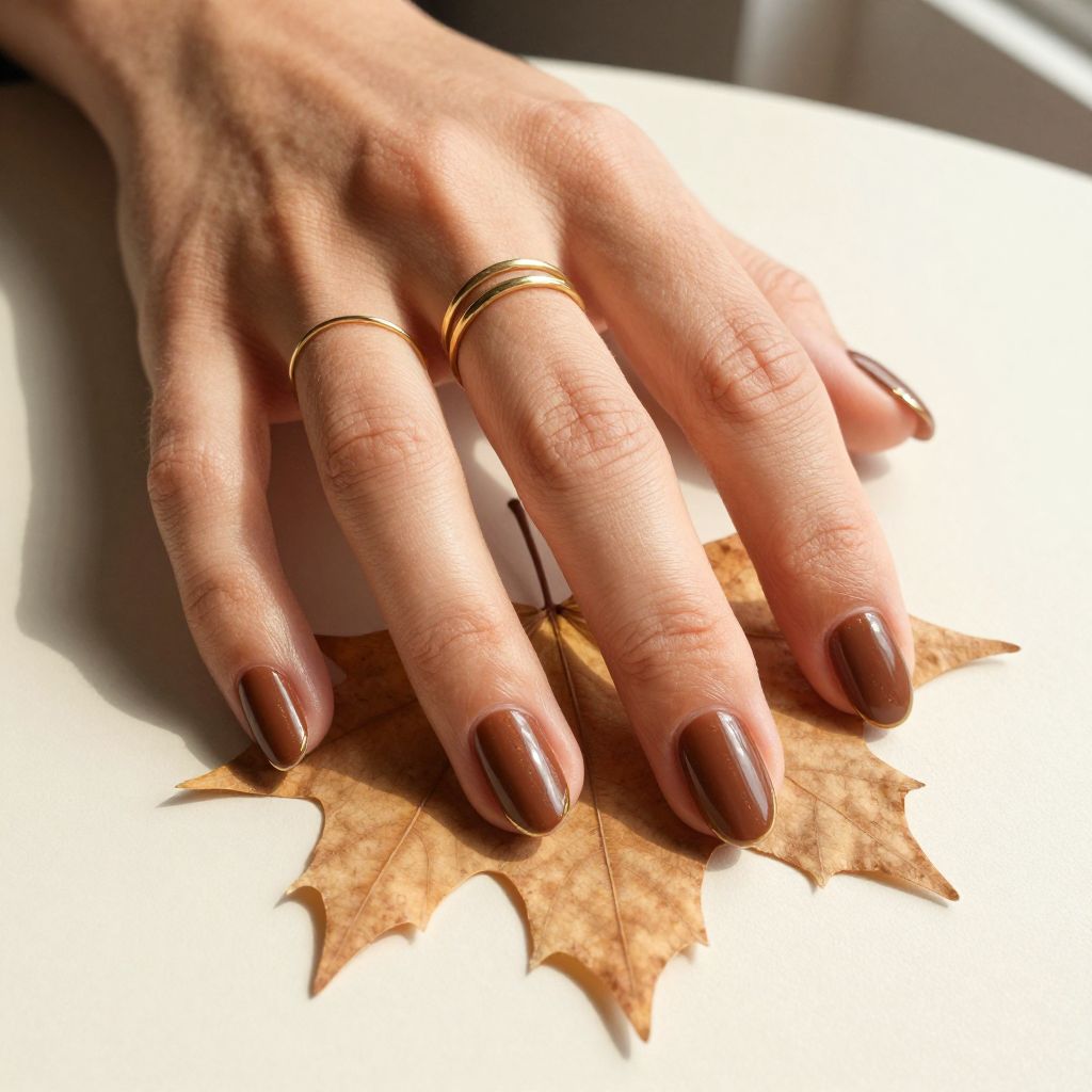 Glossy Mocha Almond Nails