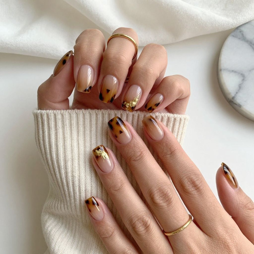 Tortoiseshell Accent Nails