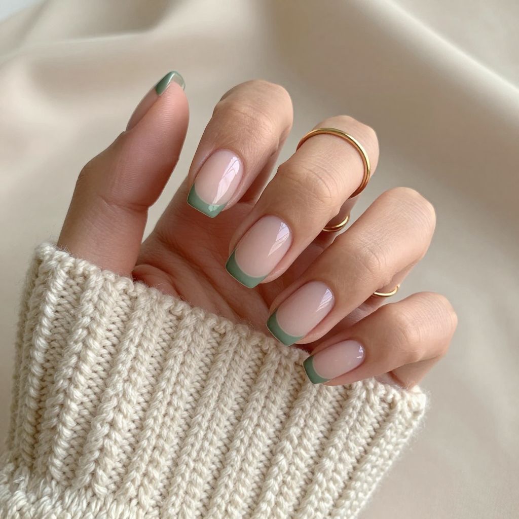 Sage Green French Tips