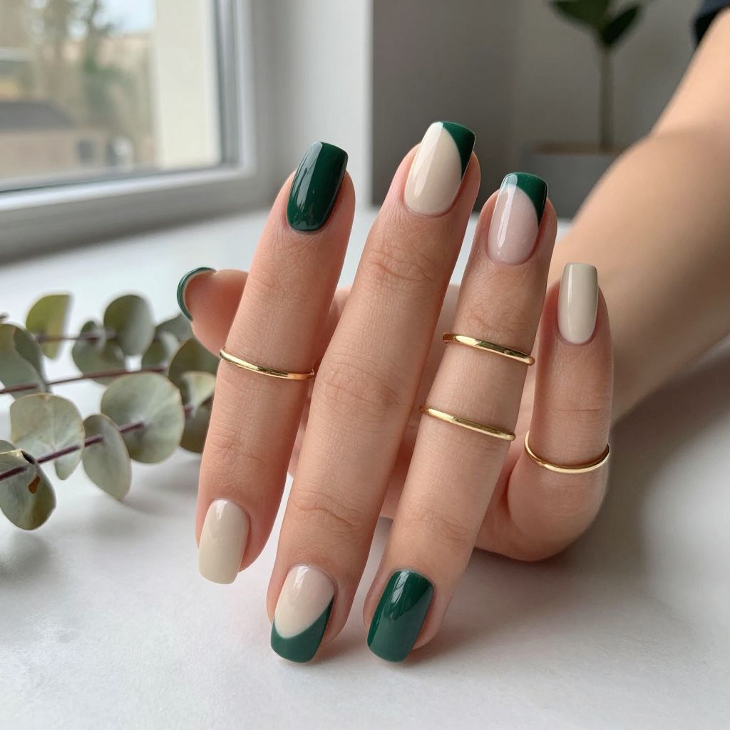 Hunter Green and Cream Color Block