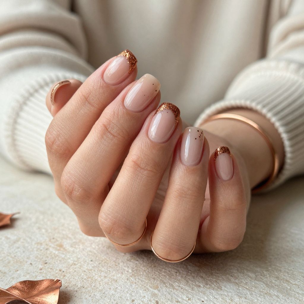 Sheer Nude With Copper Glitter