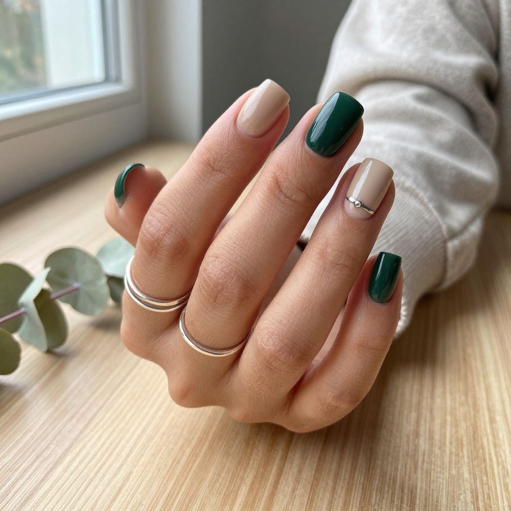 Forest Green Gloss Nails