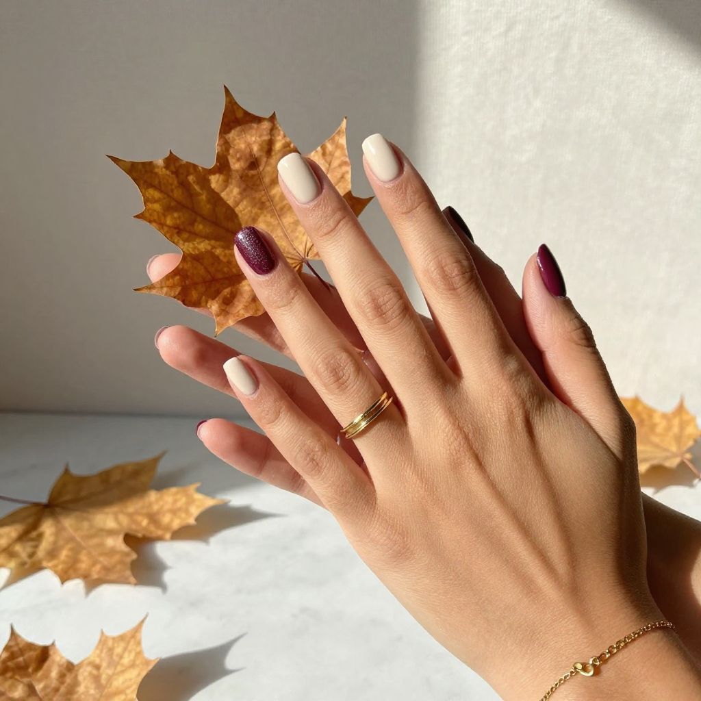 Deep Plum Short Round Nails