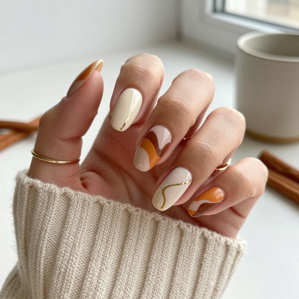 Pumpkin Spice Abstract Nails