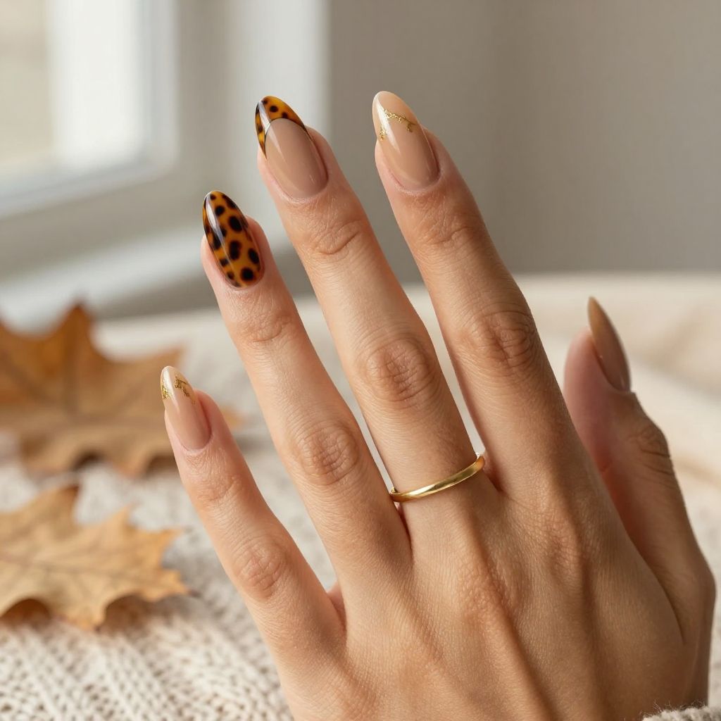 Tortoiseshell Accent Nails