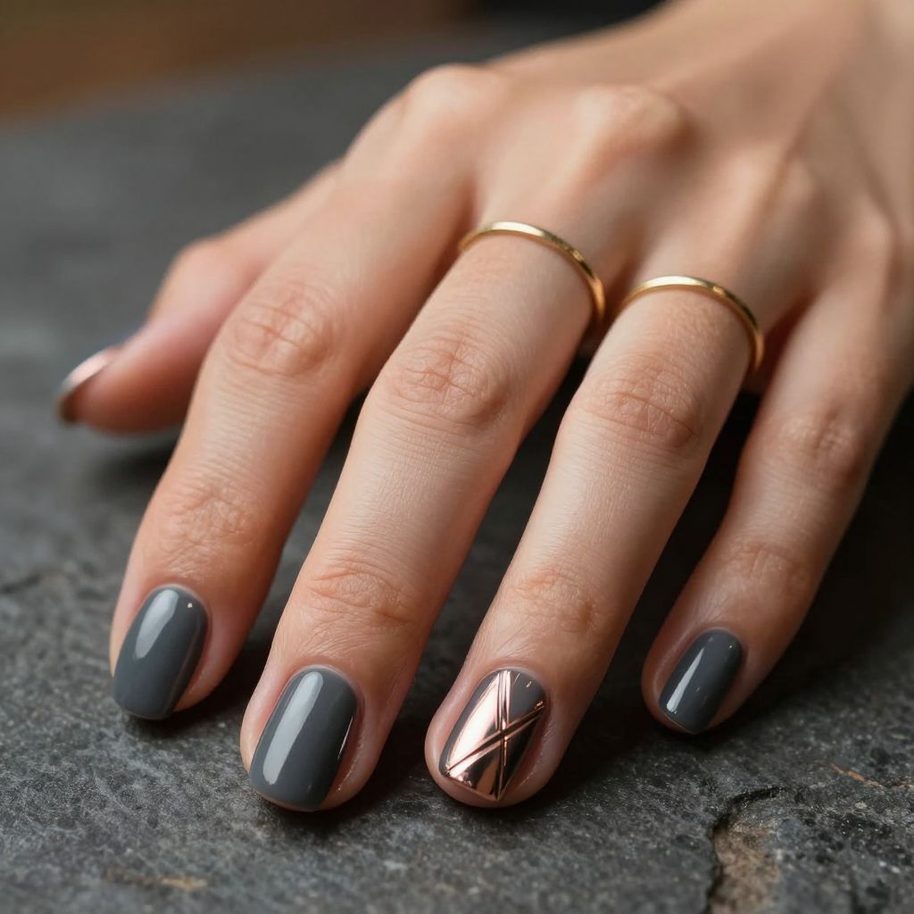 Charcoal Gray with Rose Gold Accents