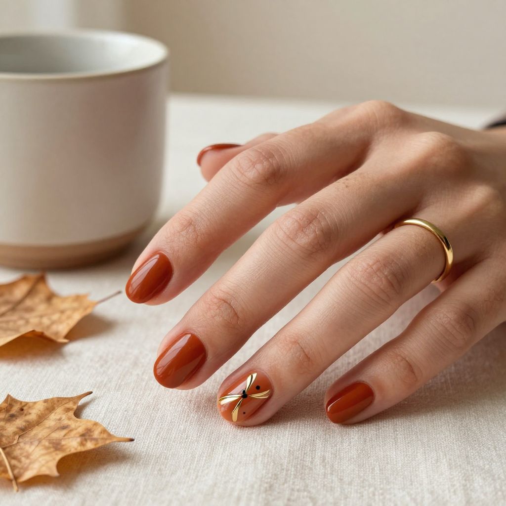 Burnt Sienna with Minimalist Line Art