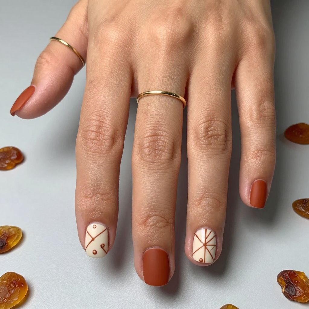 Warm Terracotta with Geometric Patterns