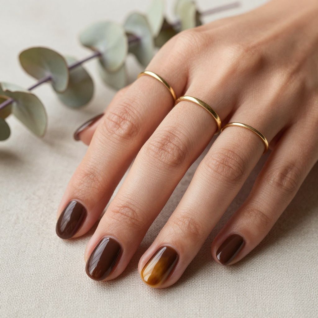 Chocolate Brown Base with Caramel Details