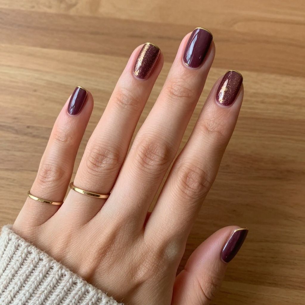 Deep Plum with Metallic Gold Details