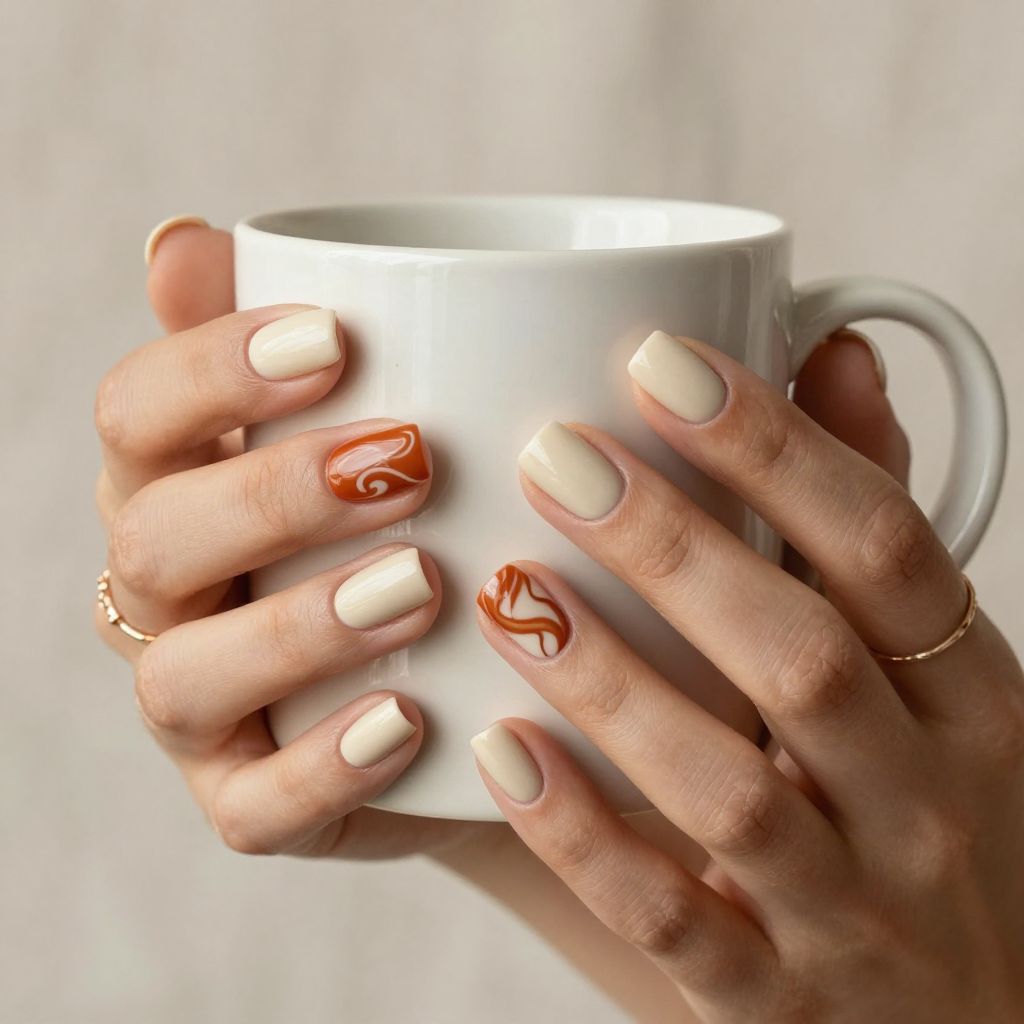Terracotta Swirl Accent Nails