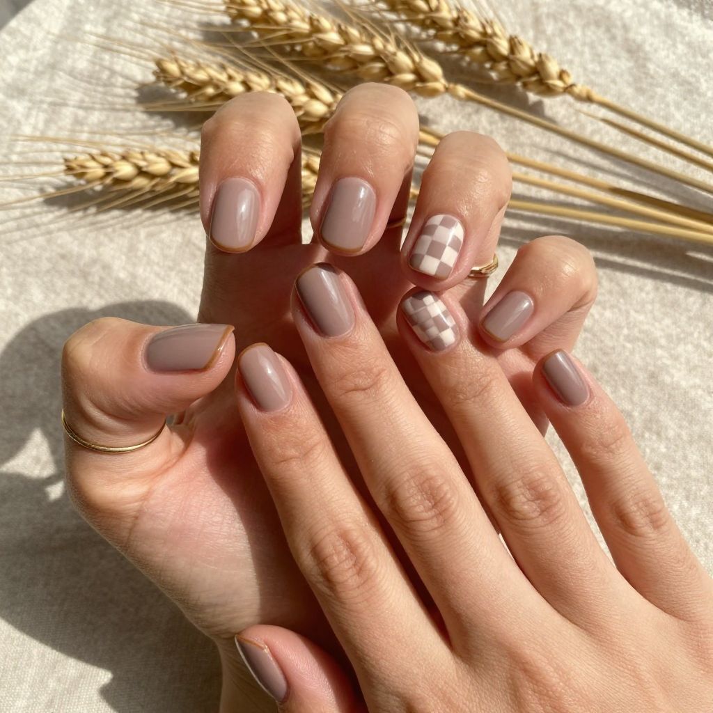 Taupe and Cream Checker Detail