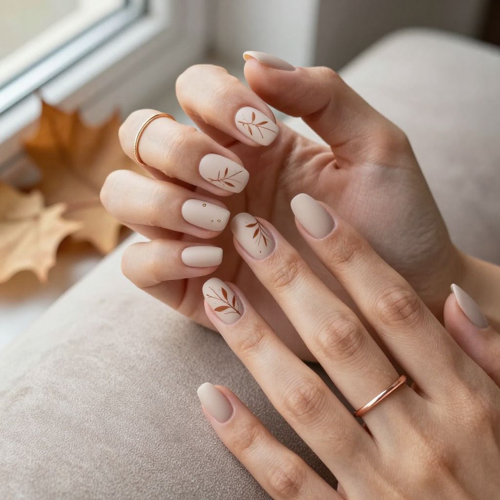 Soft Beige with Matte Leaf Art