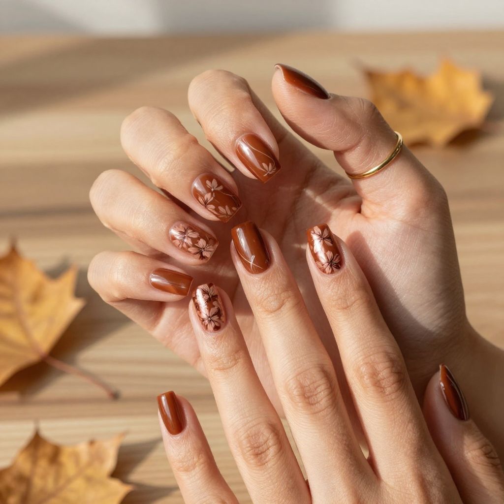Cognac with Cognac Stamped Florals