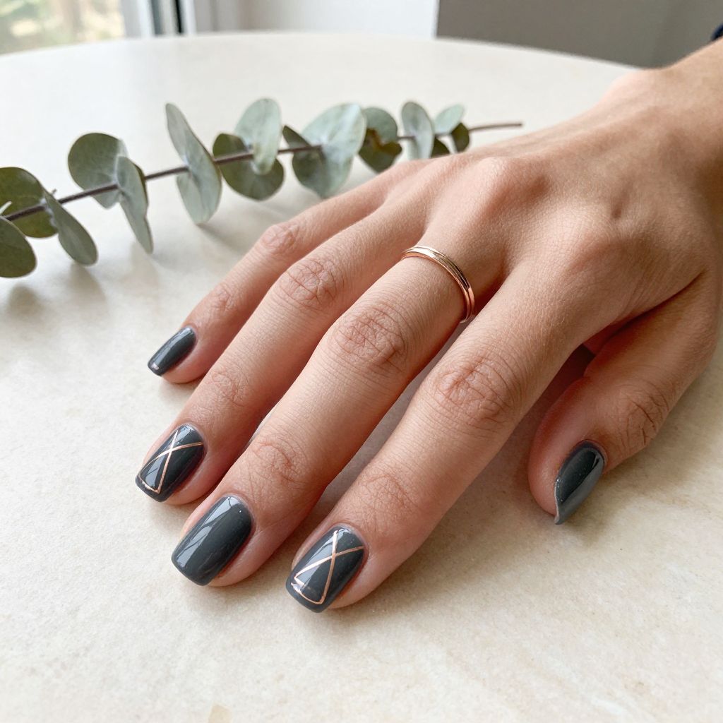 Charcoal Gray with Rose Gold Geometric Accents