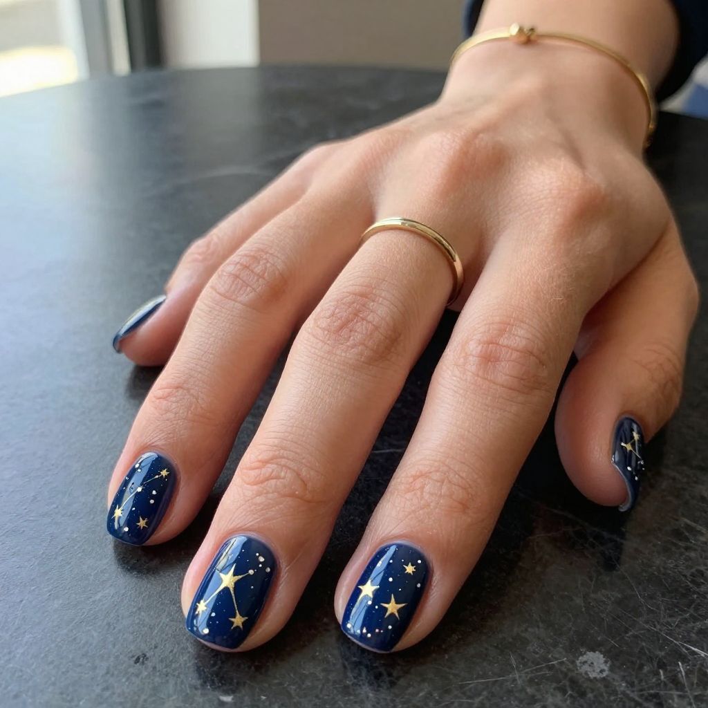 Deep Navy with Gold Constellation Details