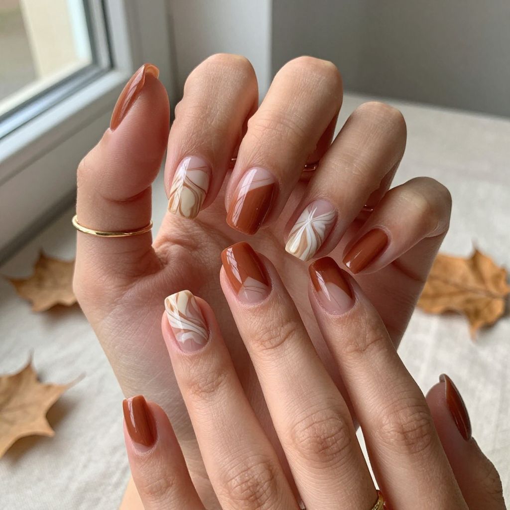 Terracotta with Cream Marble Swirls