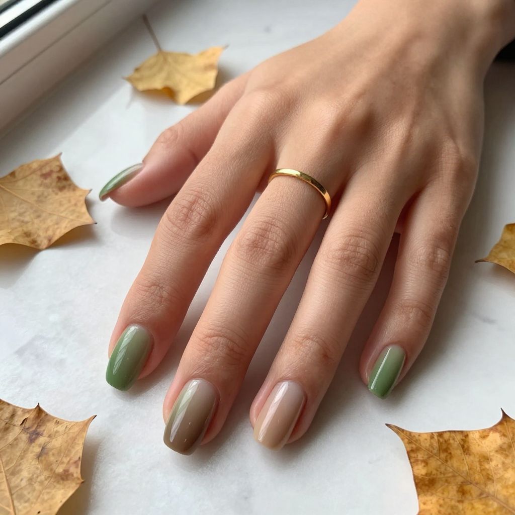 Olive Green with Warm Taupe Ombre