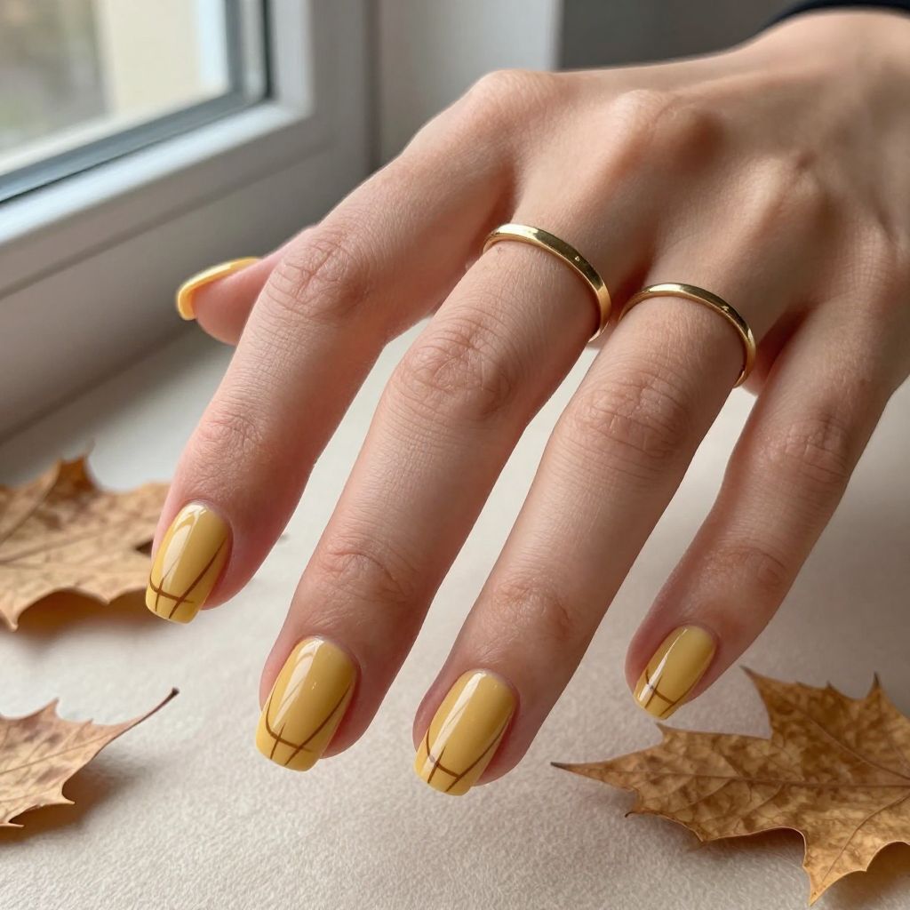 Mustard Yellow with Dark Brown Lines
